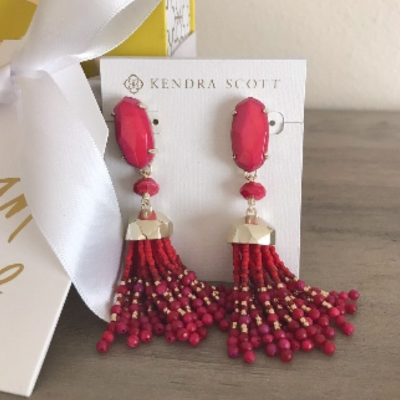 [Kendra Scott] Dove Red Tassel Earrings - Picture 2 of 2